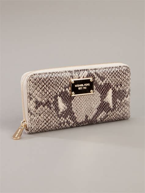 michael kors snakeskin trim purse cream color|Michael Kors snake print wallet.